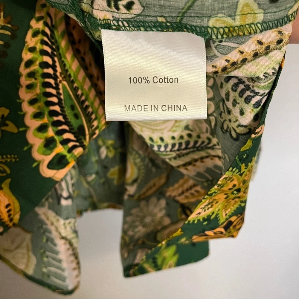 Kourt Calypso Paisley Green and Yellow Flutter Sleeve Smocked Midi Dress